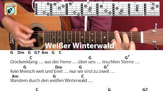 Weißer Winterwald Winterlied für Kinder mit Gitarre Text amp Akkorde Tutorial [upl. by Zuckerman]