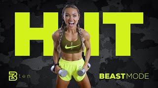 BEASTMODE HIGH INTENSITY  Dumbbell HIIT Cardio Workout  Day 10 [upl. by Airamak330]