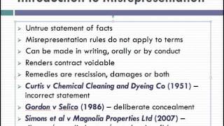 Misrepresentation Lecture 1 of 4 [upl. by Toolis]