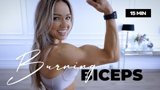 15 Minute BURNING Biceps Workout  Dumbbells  Caroline Girvan [upl. by Norvil786]