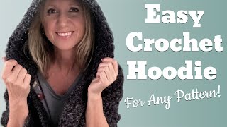 How to Add a Crochet Hoodie to Any Pattern EASY  Crochet Hooded Pocket Shawl [upl. by Yttiy]